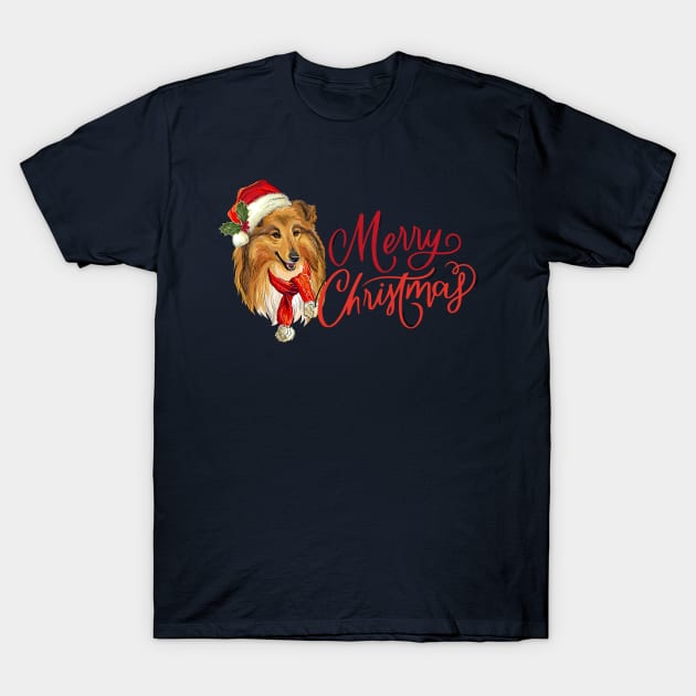 Christmas Collie T-Shirt by Budwood Designs